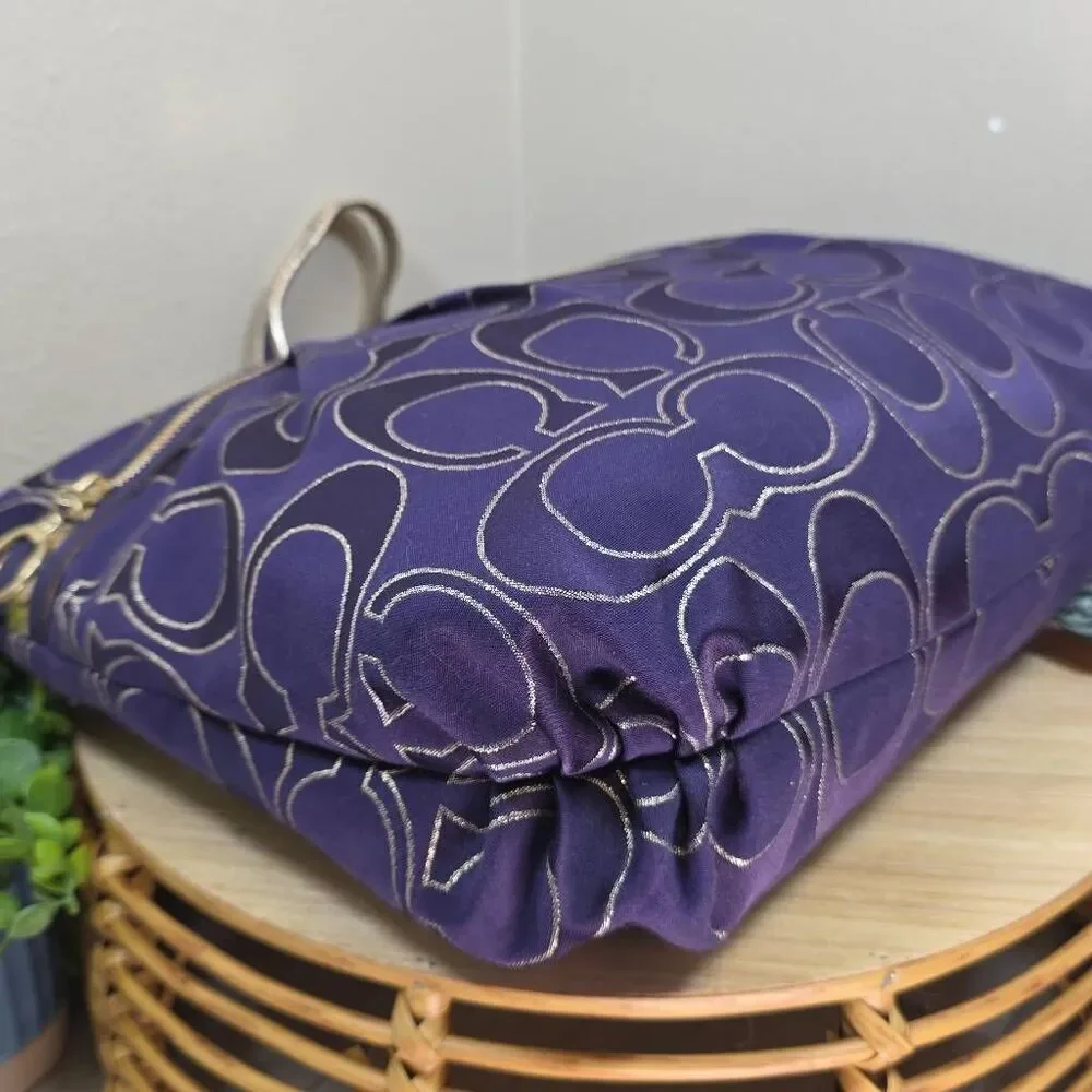 Coach Poppy RARE Signature Sateen with Lurex Glam Tote